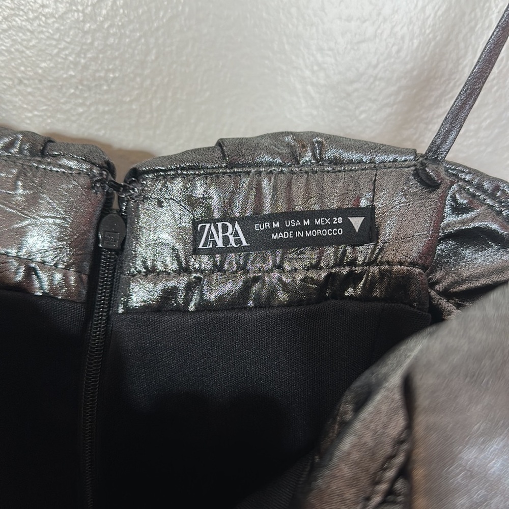 Zara Metallic Silver Ruffle Mini Dress - Picture 11 of 13